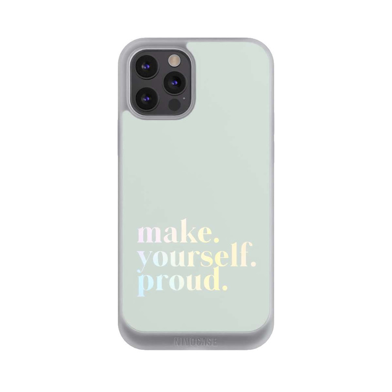 iPhone 12 Pro Max NIVOpure Make Yourself Proud Zitat-Minze und Farbverlauf