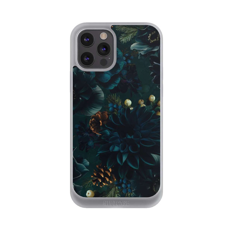 iPhone 12 Pro Max NIVOpure Motif de fleurs vert et bleu