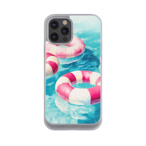 Apple iPhone 12 Pro Max NIVOpure Gestreifte Schwimmringe im Pool