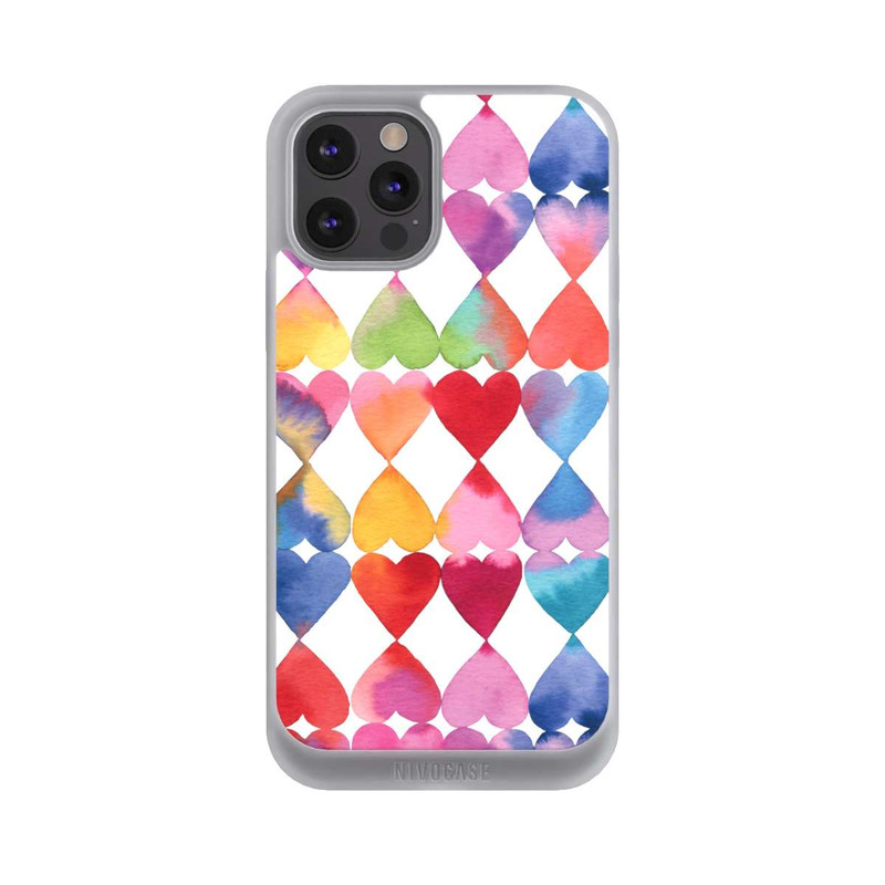 iPhone 12 Pro Max NIVOpure Colorful Watercolor Hearts Pattern