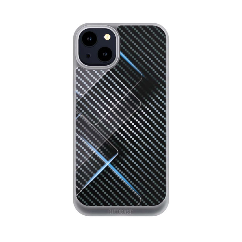 iPhone 14 Plus NIVOpure Blaue Linien auf Karbon