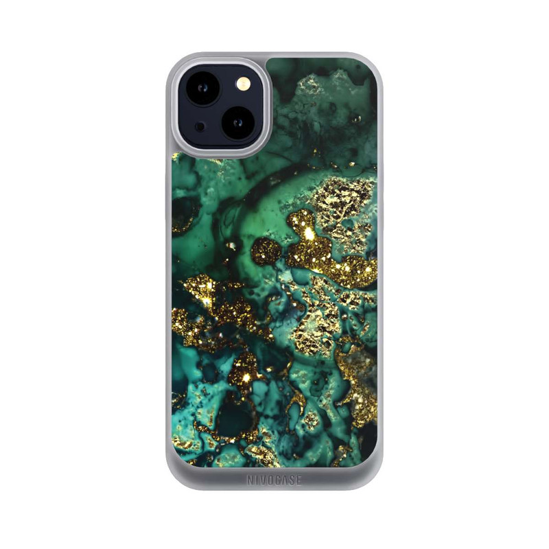 iPhone 14 Plus NIVOpure Cyan Glitzer Marmorlook