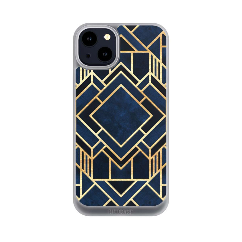 iPhone 14 Plus NIVOpure Kunst Deko Blau Golddruck