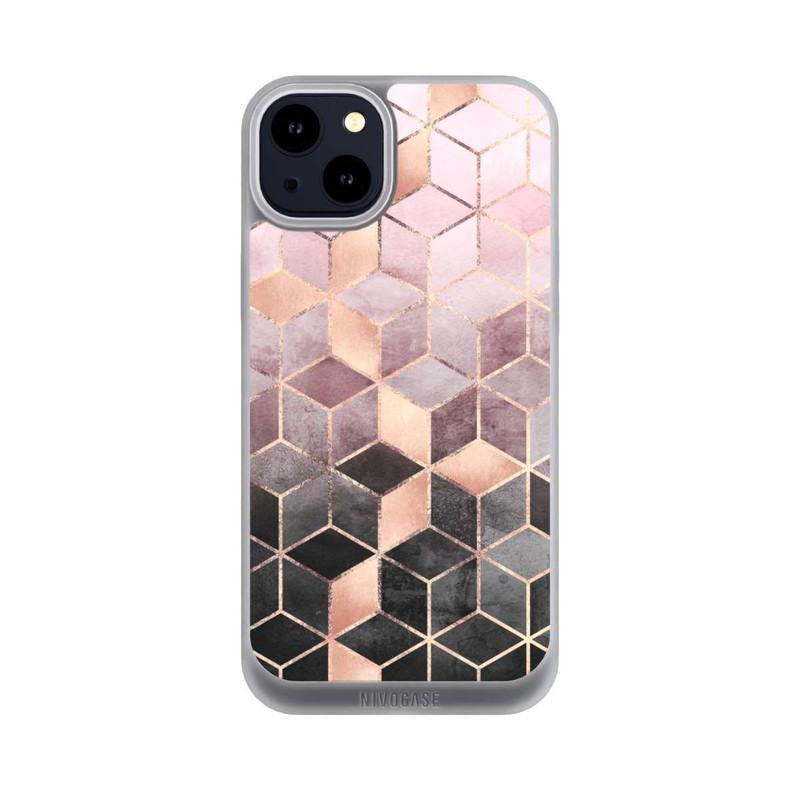 iPhone 14 Plus NIVOpure Pink-grauer Farbverlauf Würfel Druck