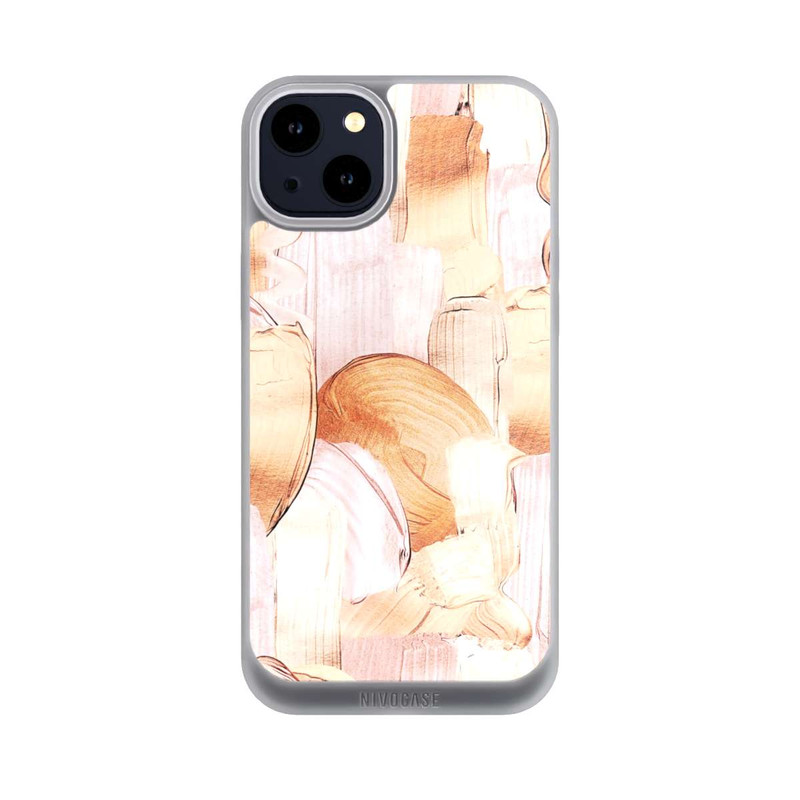 iPhone 14 Plus NIVOpure White/Gold Brush Pattern