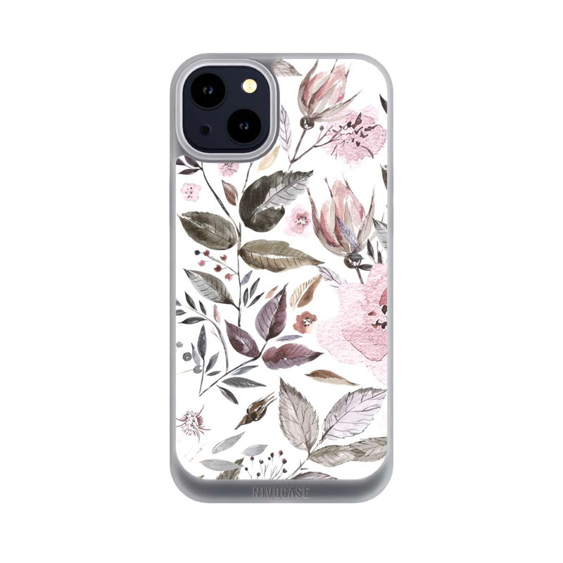 iPhone 14 Plus NIVOpure Aquarelle Fleurs Roses Brunes