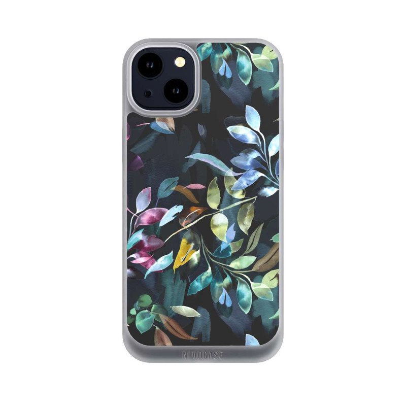 iPhone 14 Plus NIVOpure Mystische Aquarellblätter schwarz