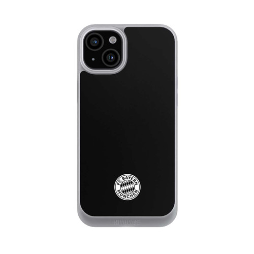 Apple iPhone 15 Plus NIVOpure Klassisches FCB Logo Klein - Weiß auf Schwarz