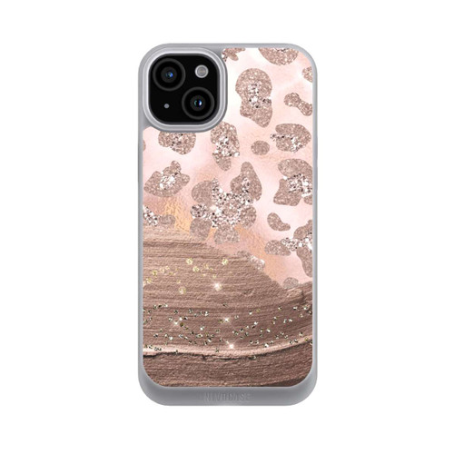Apple iPhone 15 Plus NIVOpure Silberner Leoparden Glitzerlook