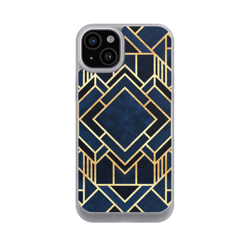 iPhone 15 Plus NIVOpure Kunst Deko Blau Golddruck