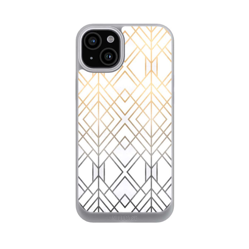 iPhone 15 Plus NIVOpure Gold und Grauer Geo Golddruck