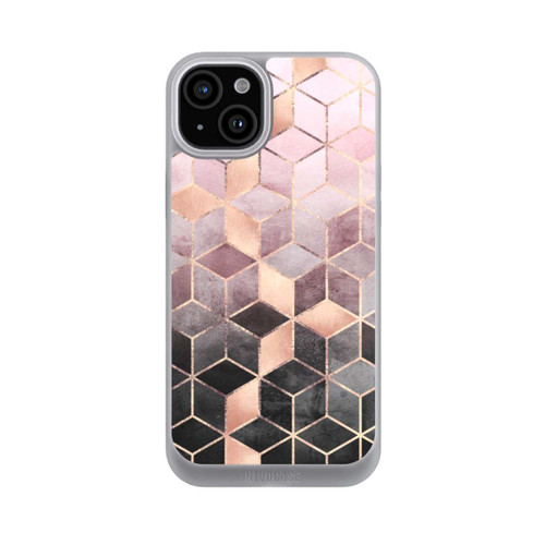 Apple iPhone 15 Plus NIVOpure Pink-grauer Farbverlauf Würfel Druck