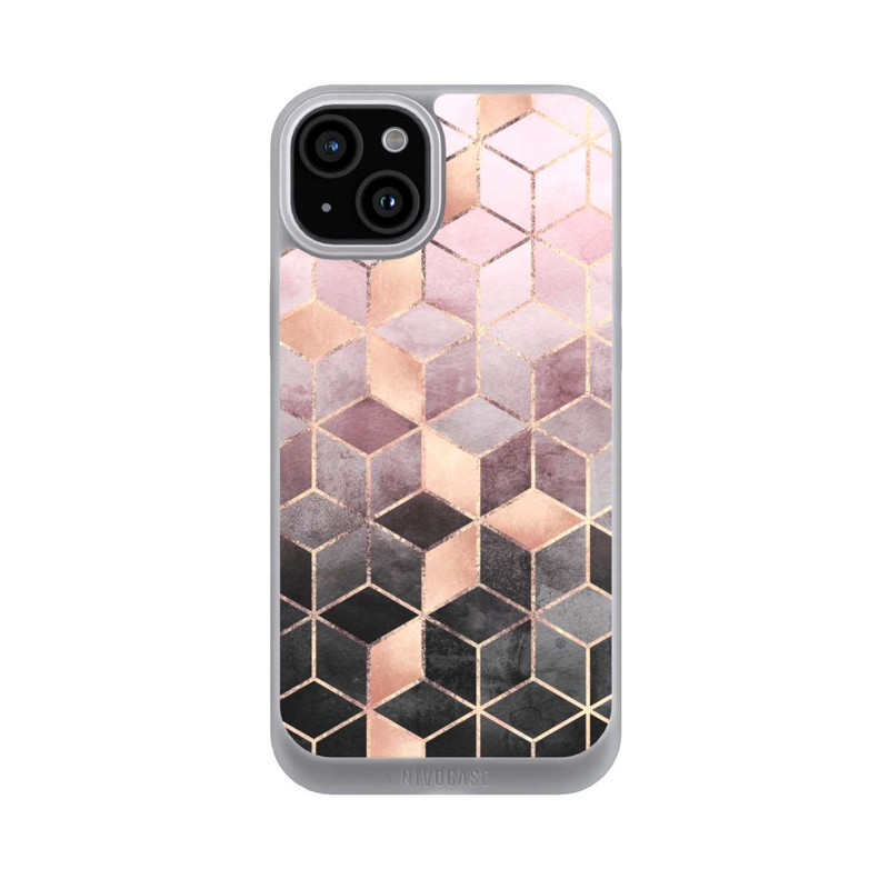 iPhone 15 Plus NIVOpure Pink-grauer Farbverlauf Würfel Druck