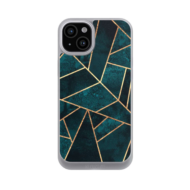 iPhone 15 Plus NIVOpure Tief Blaugrün Stein Gold Druck