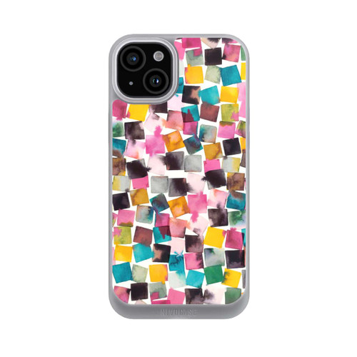 Apple iPhone 15 Plus NIVOpure Aquarell geometrische Plaids rosa