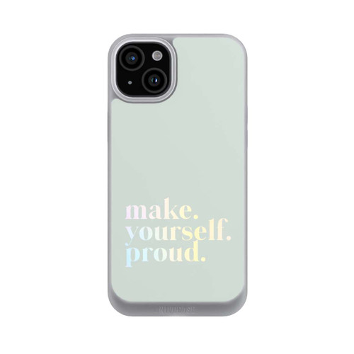 Apple iPhone 15 Plus NIVOpure Make Yourself Proud Zitat-Minze und Farbverlauf