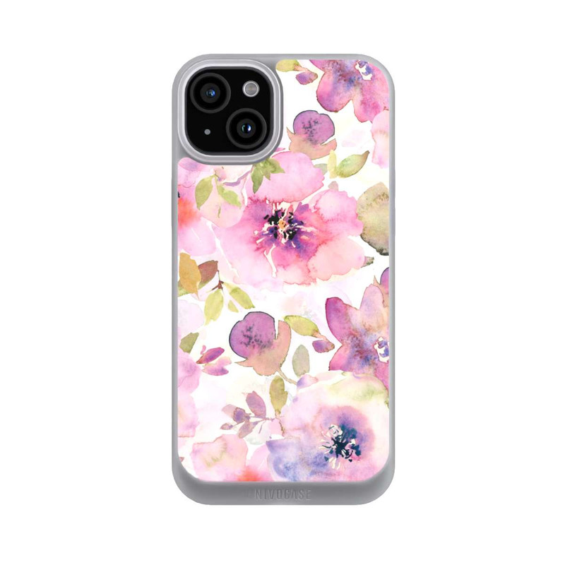 iPhone 15 Plus NIVOpure Tapete mit rosa Blumen