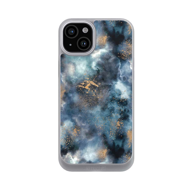 iPhone 15 Plus NIVOpure Smoky Marble Watercolor Navy