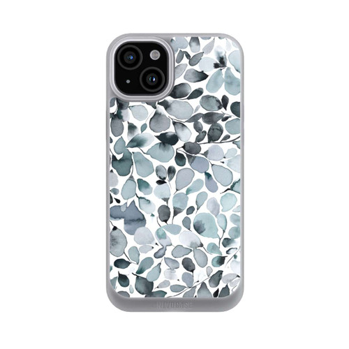 Apple iPhone 15 Plus NIVOpure Eukalyptus Aquarell Blätter Grau