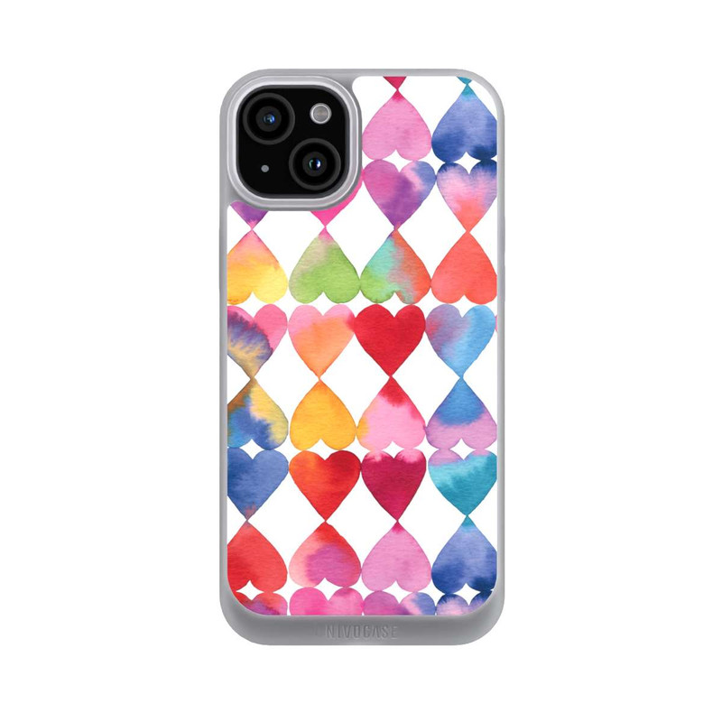 iPhone 15 Plus NIVOpure Buntes Herz Watercolor Muster
