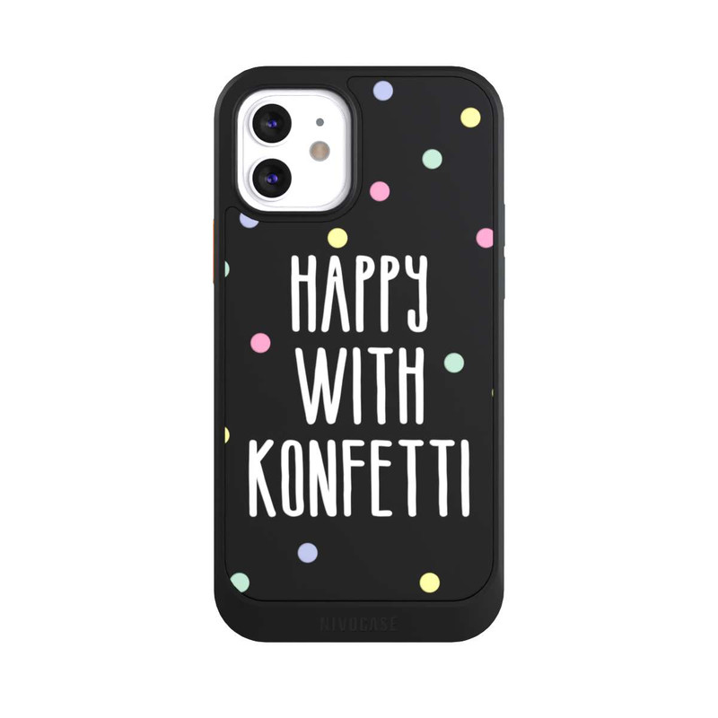 iPhone 12 NIVOcore Happy with Konfetti White ohne Hintergrund