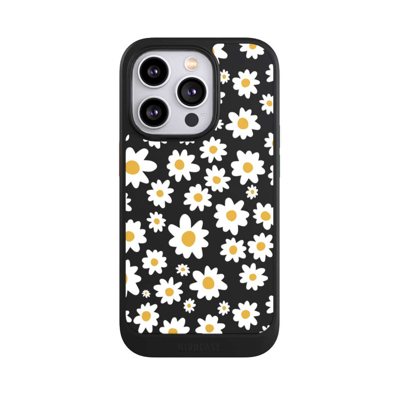 iPhone 14 Pro NIVOcore Daisy Flower Seamless Pattern Transparent