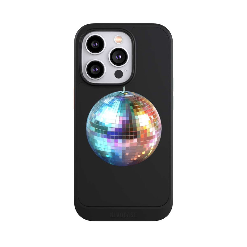 iPhone 14 Pro NIVOcore Discokugel Party Blau Gold Transparent mit KI