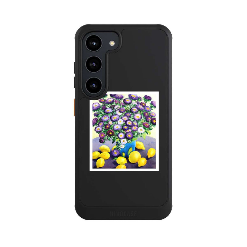 Galaxy S23 NIVOcore Purple Asters and Lemons by Christopher Ryland