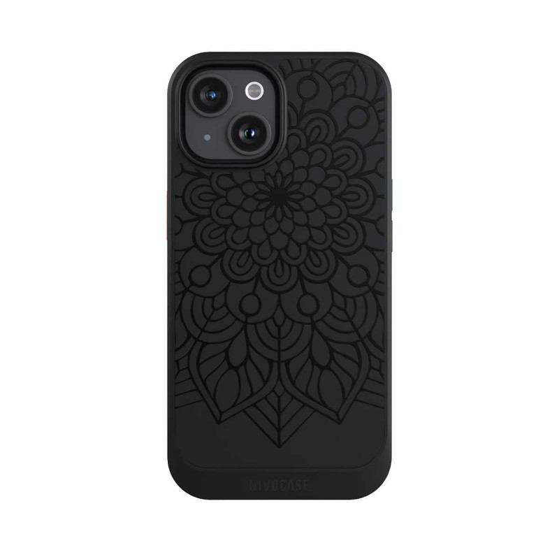 iPhone 15 NIVOcore Indian Mandala black transparent