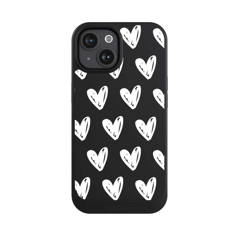 iPhone 15 NIVOcore Coeurs blancs transparente