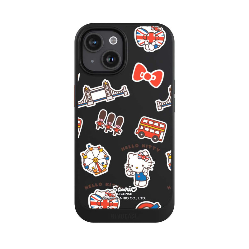 iPhone 15 NIVOcore Hello Kitty Badges de Londres transparents