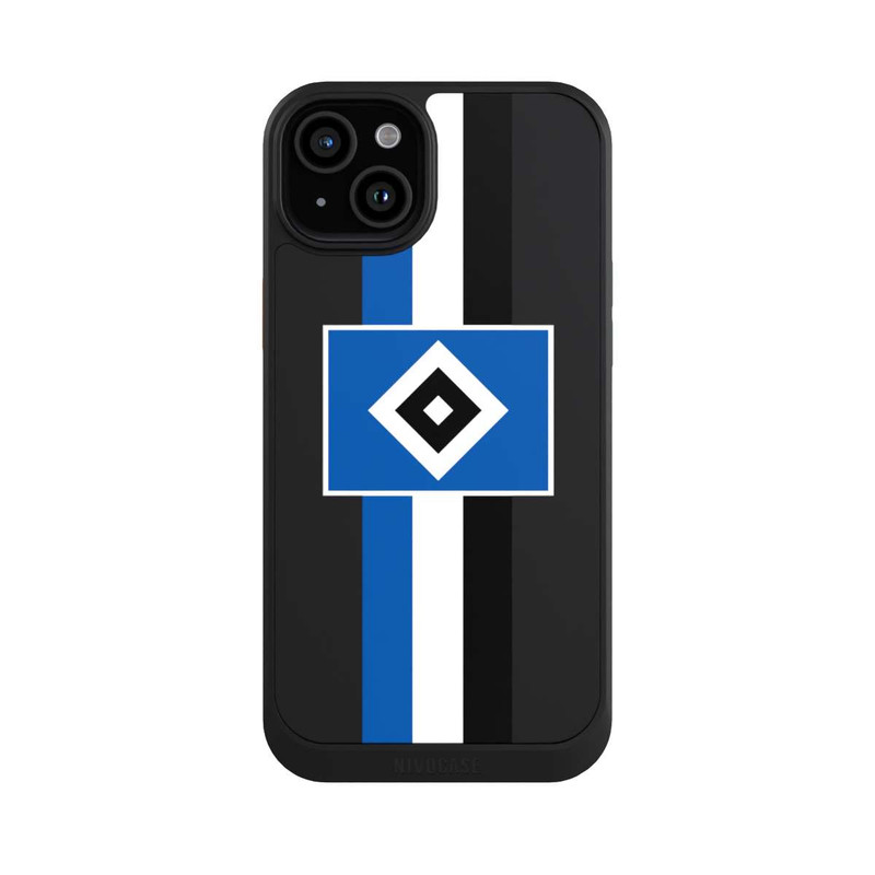 iPhone 15 Plus NIVOcore HSV Streifen - Blau-Weiß-Schwarz - ohne Hintergrund