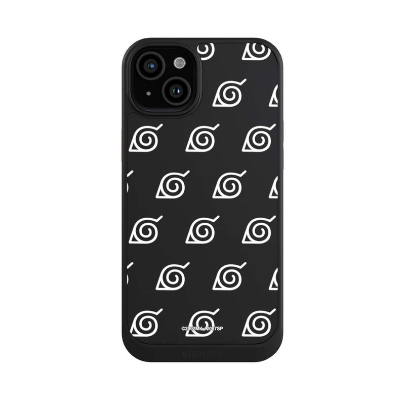 iPhone 15 Plus NIVOcore Weißes Konoha-Muster Transparent