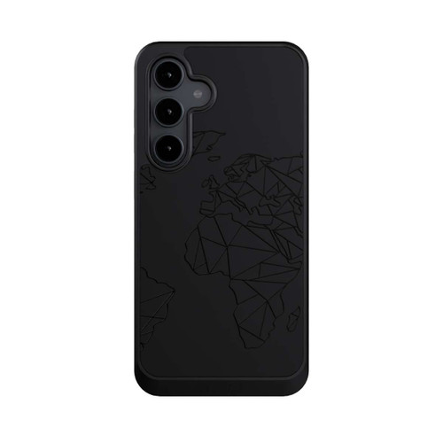 Samsung Galaxy S24 FE 5G NIVOcore Polygon Weltkarte Schwarz ohne Hintergrund