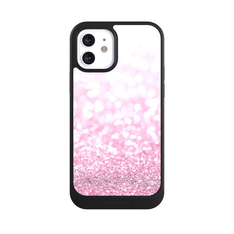 iPhone 12 NIVOcore Pluie de paillettes roses look