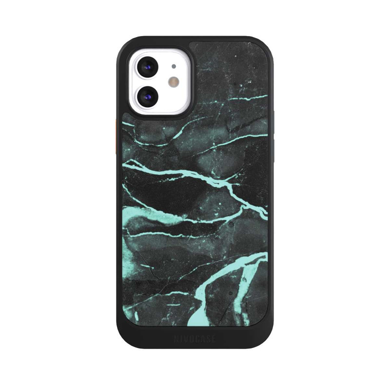 iPhone 12 NIVOcore Marbre gris et bleu