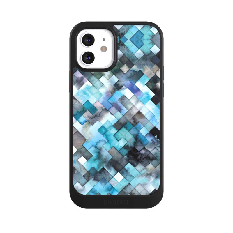iPhone 12 NIVOcore Moody Geometry Blue