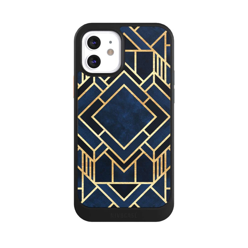 iPhone 12 NIVOcore Kunst Deko Blau Golddruck