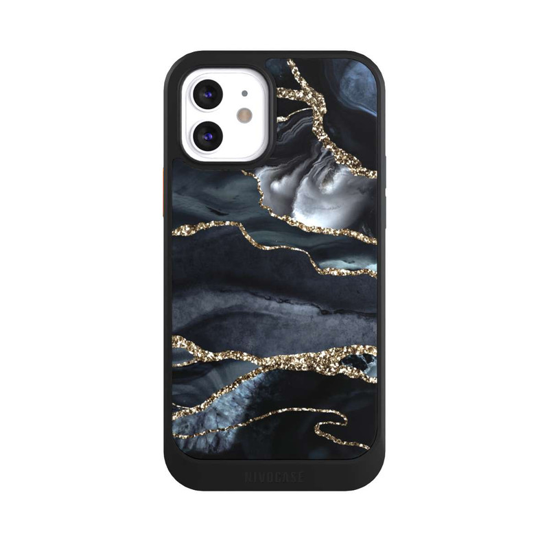 iPhone 12 NIVOcore Dark Marble Gold Glitter Look