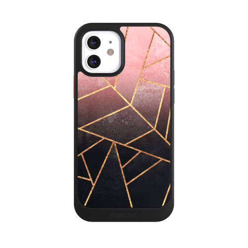 Apple iPhone 12 NIVOcore Pinker und Schwarzer Stein Gold Druck