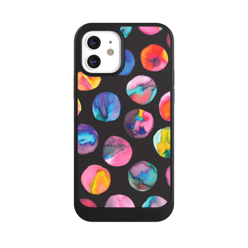 Apple iPhone 12 NIVOcore Colorful Ink Marbles Dots Black