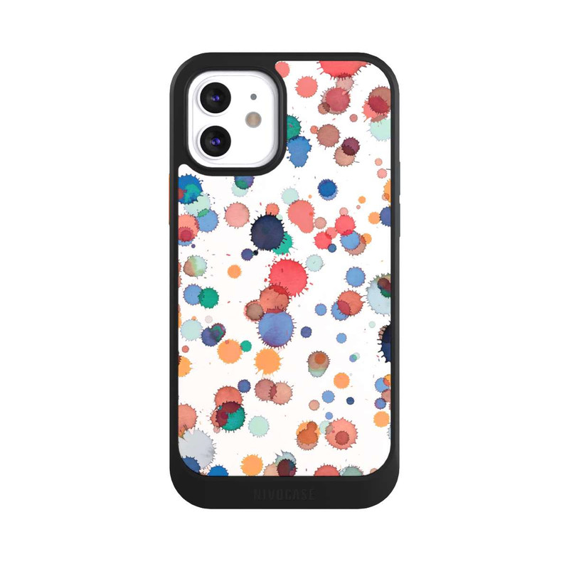iPhone 12 NIVOcore Gouttes Aquarelle Texture Bleu Jaune