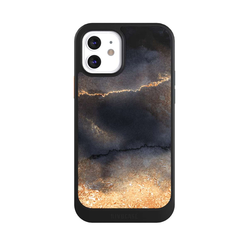iPhone 12 NIVOcore Schwarzer Marmor Goldstaub Look
