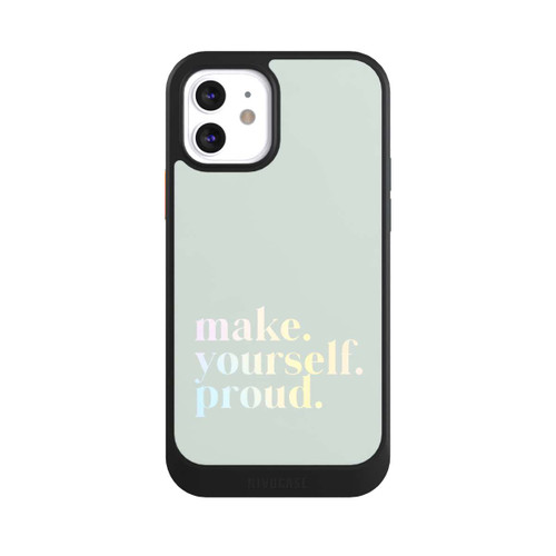 Apple iPhone 12 NIVOcore Make Yourself Proud Zitat-Minze und Farbverlauf