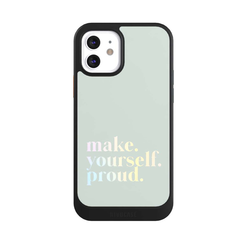 iPhone 12 NIVOcore Make Yourself Proud Zitat-Minze und Farbverlauf