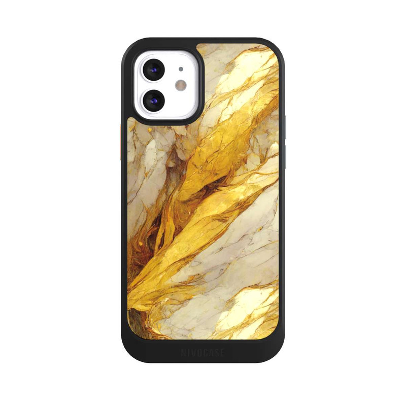 iPhone 12 NIVOcore Couches d'impression en marbre blanc et or