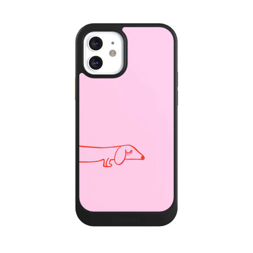 Apple iPhone 12 NIVOcore Dachshund Illustration Pink