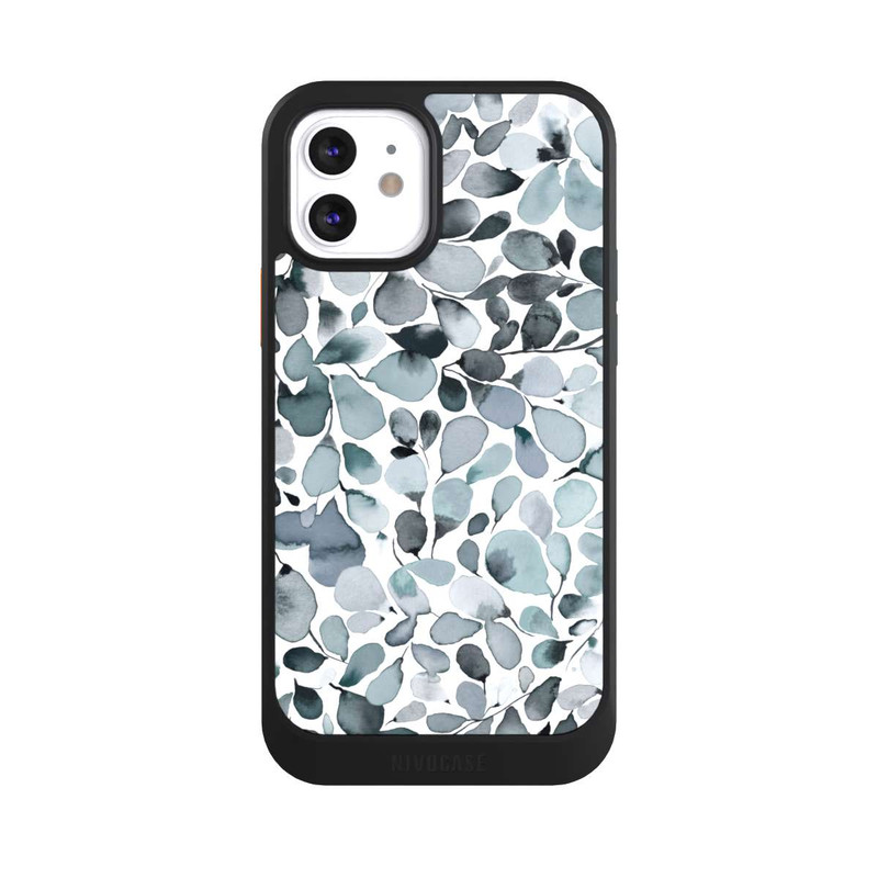 iPhone 12 NIVOcore Eukalyptus Aquarell Blätter Grau