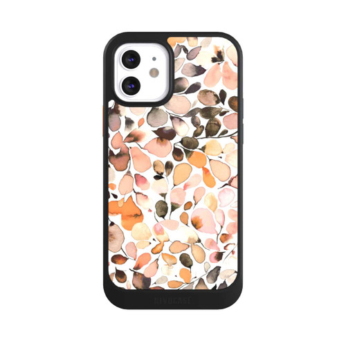 Apple iPhone 12 NIVOcore Eucalyptus Watercolor Leaves Dark Brown Autumn