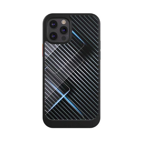 Apple iPhone 12 Pro NIVOcore Blaue Linien auf Karbon